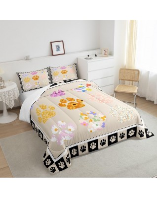 Castle Fairy Dog Paw Print Quilt Set