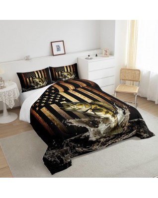 Dark Brown Farmhouse Wood Stripe Duvet Cover