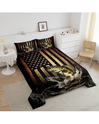 Dark Brown Farmhouse Wood Stripe Duvet Cover