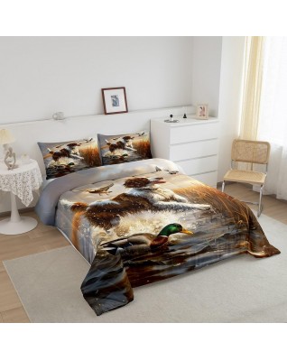 Hunting 3D Dog Duck Quilt Set