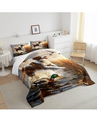 Hunting 3D Dog Duck Quilt Set