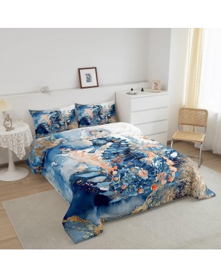 Sea Shell Plant Coral Decorative Bed Cover Set