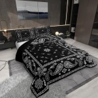Vintage black and grey graffiti bedspread set
