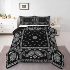 Vintage black and grey graffiti bedspread set