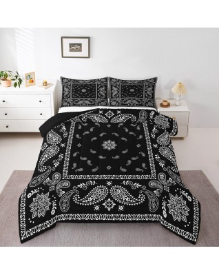 Vintage black and grey graffiti bedspread set