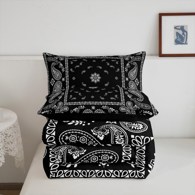 Vintage black and grey graffiti bedspread set