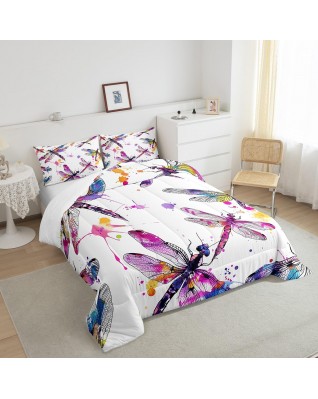 Watercolor 3D Dragonfly Quilt Set