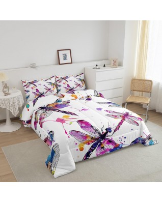 Watercolor 3D Dragonfly Quilt Set
