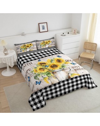 Yellow Sunflower Queen Quilt Set