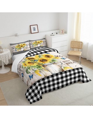 Yellow Sunflower Queen Quilt Set